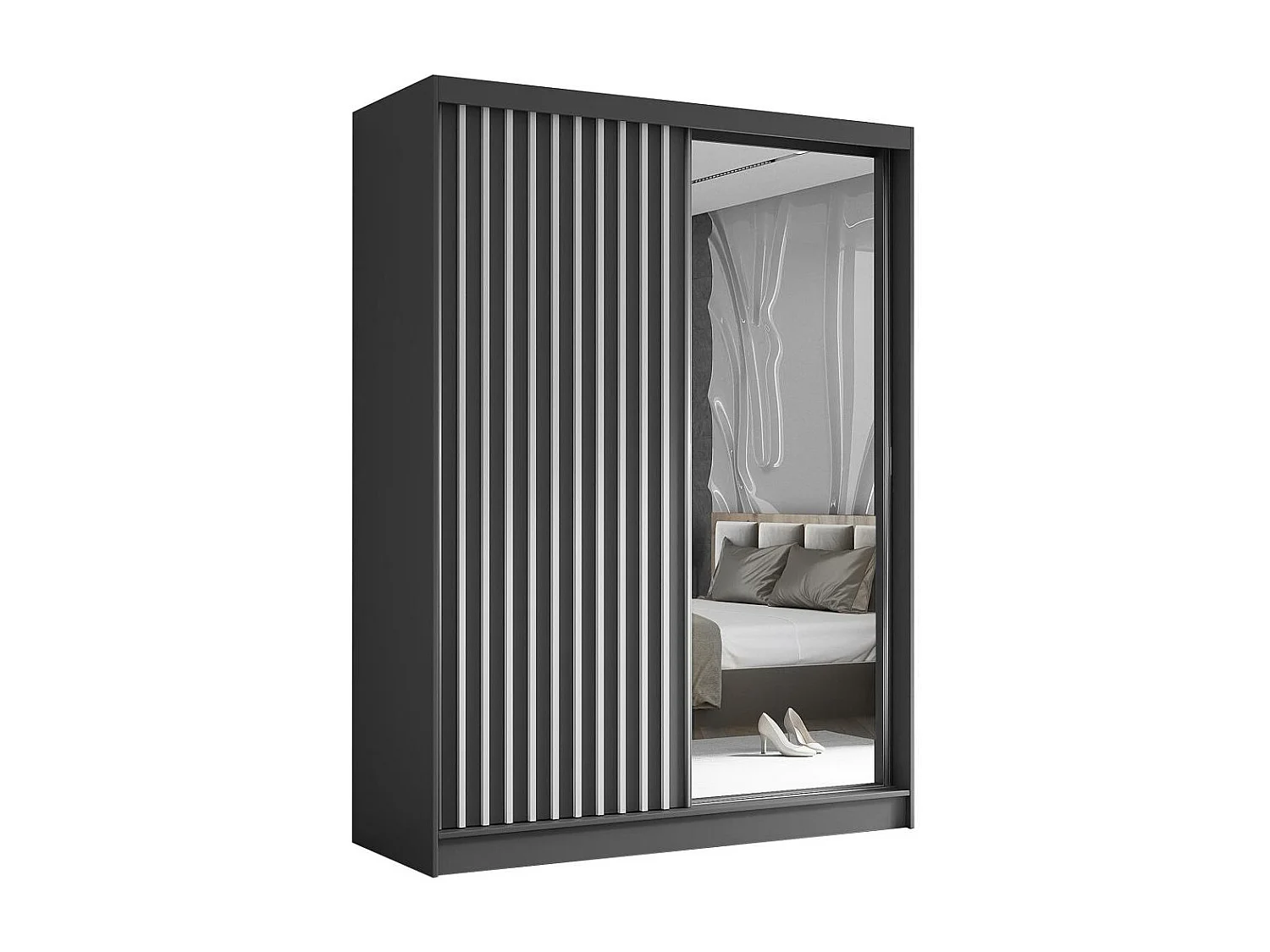 SCHWEBETÜRENSCHRANK Helix 160/216/61 grau+weiß