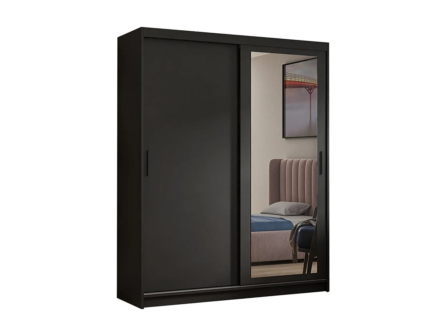 Hangkast Hela 160/205/60 2-deurs zwart met spiegel