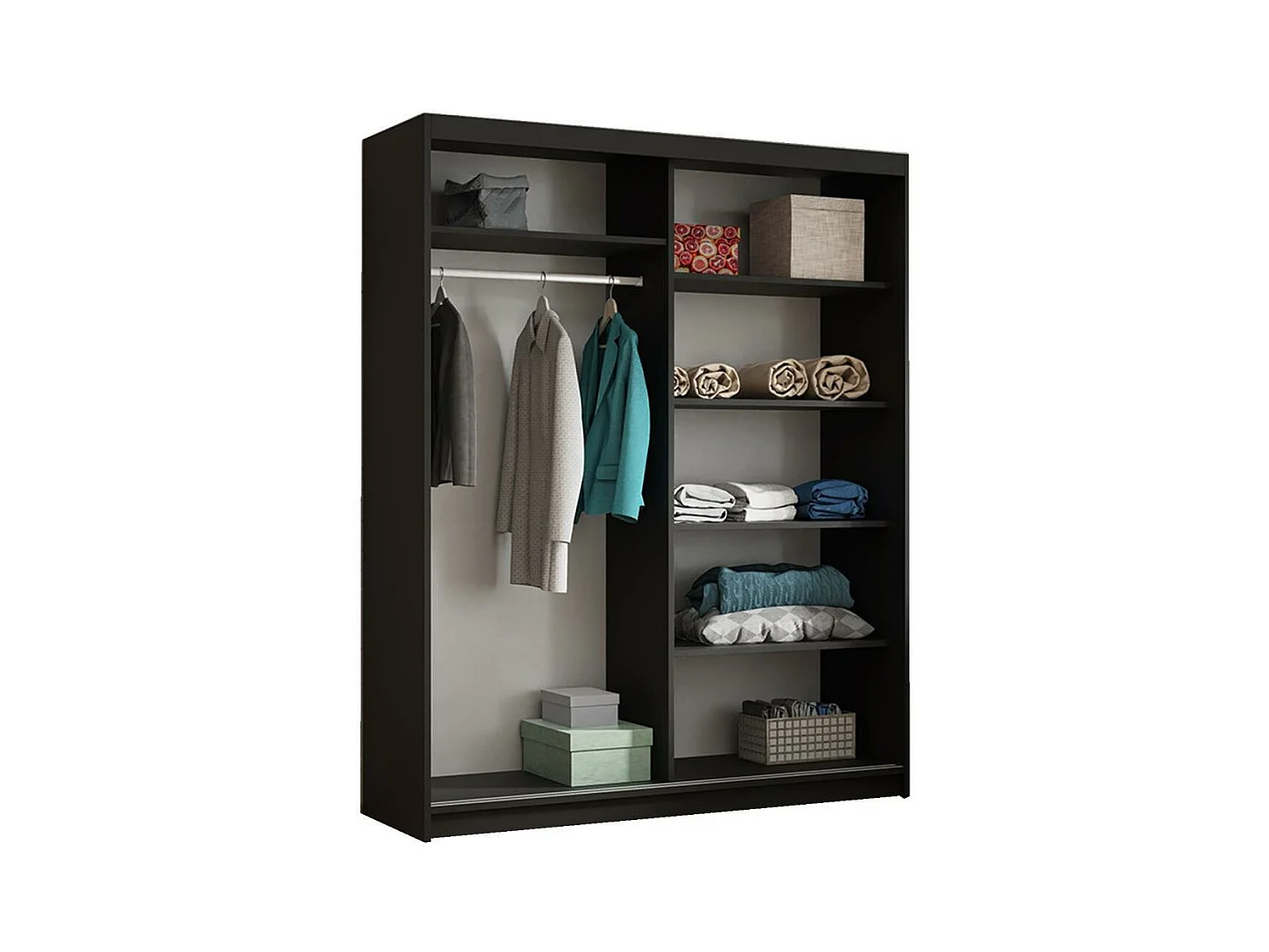 Hangkast Hela 160/205/60 2-deurs zwart met spiegel