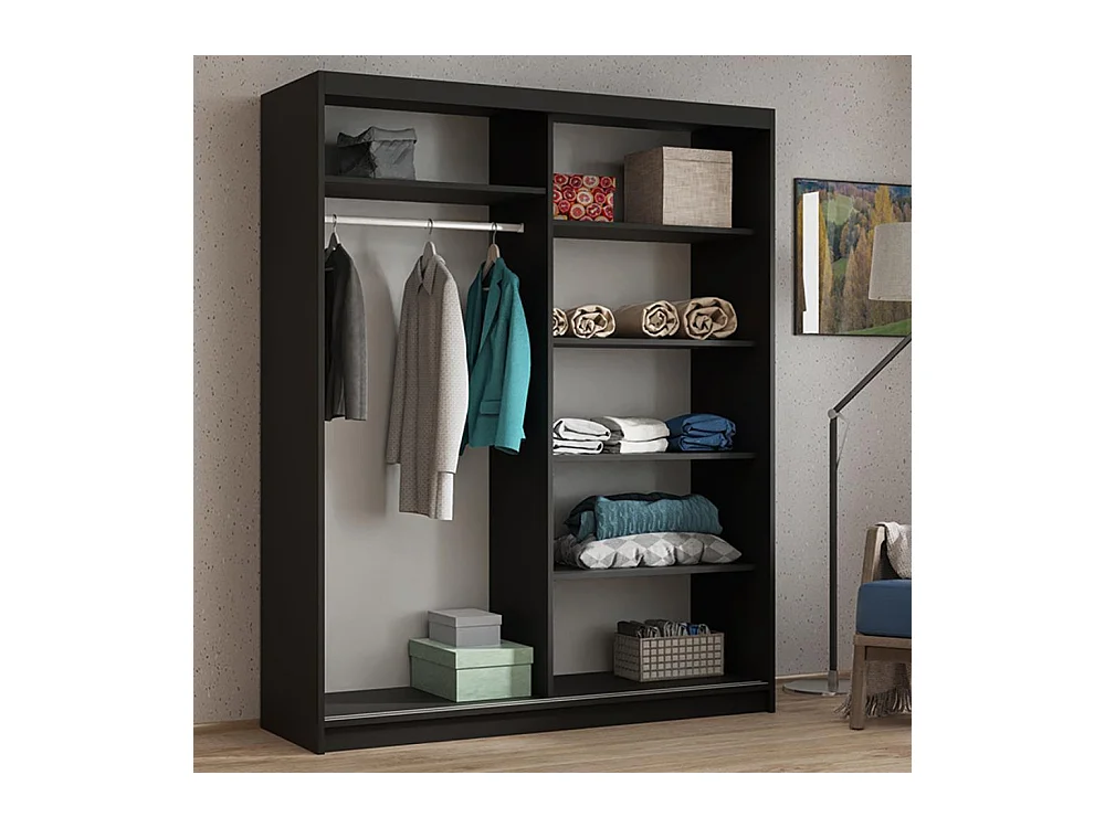 Hangkast Hela 160/205/60 2-deurs zwart met spiegel