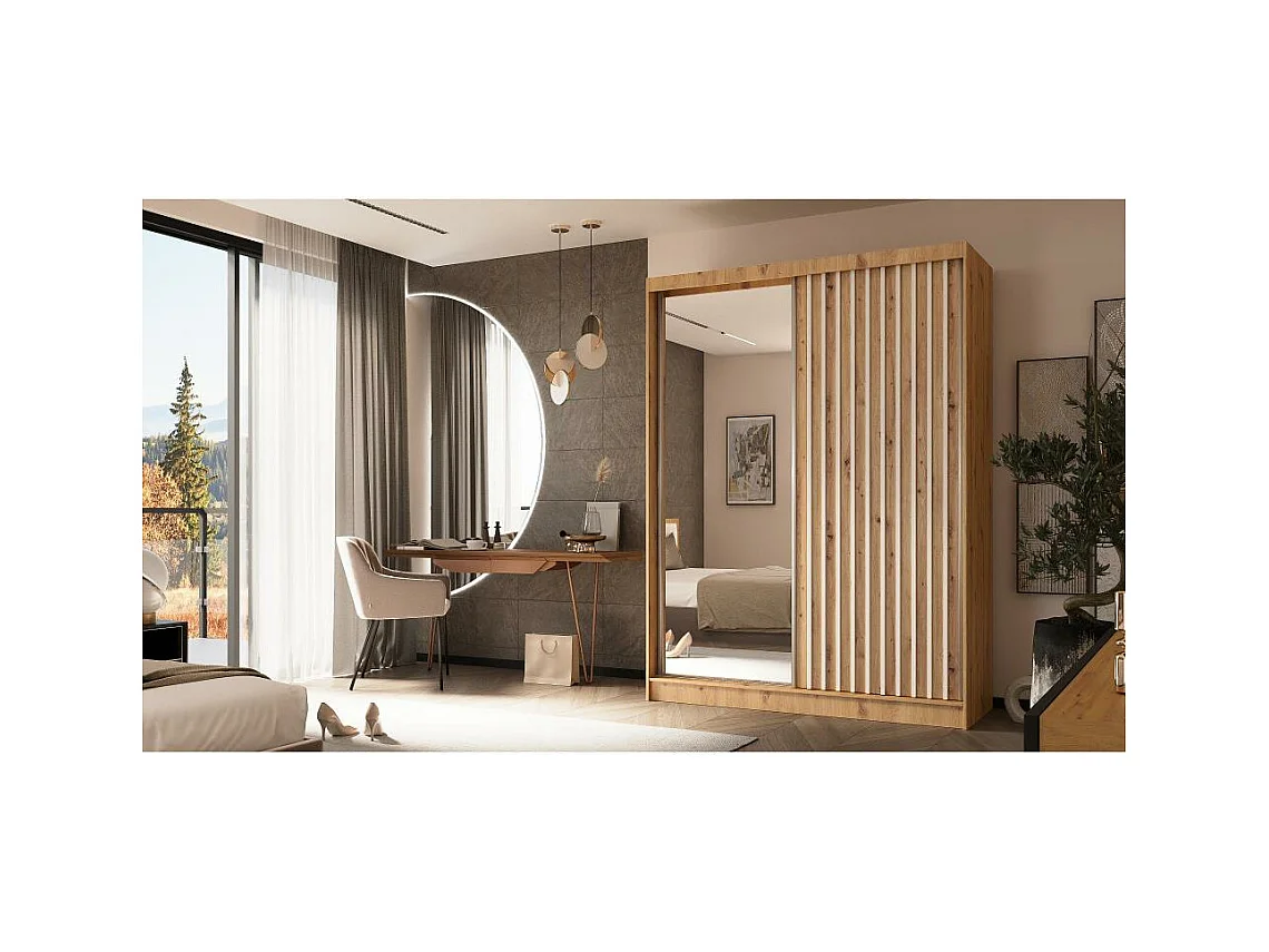 ARMOIRE A PORTES FERMÉES Helix 160/216/61 chêne artisan+blanc avec blocs-tiroirs