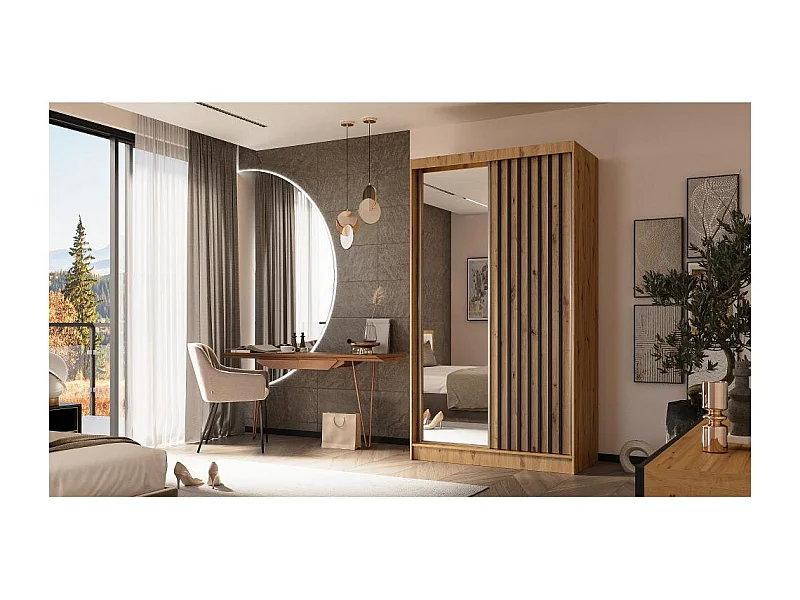 SCHWEBETÜRENSCHRANK Helix 120/216/61 eiche artisan+schwarz