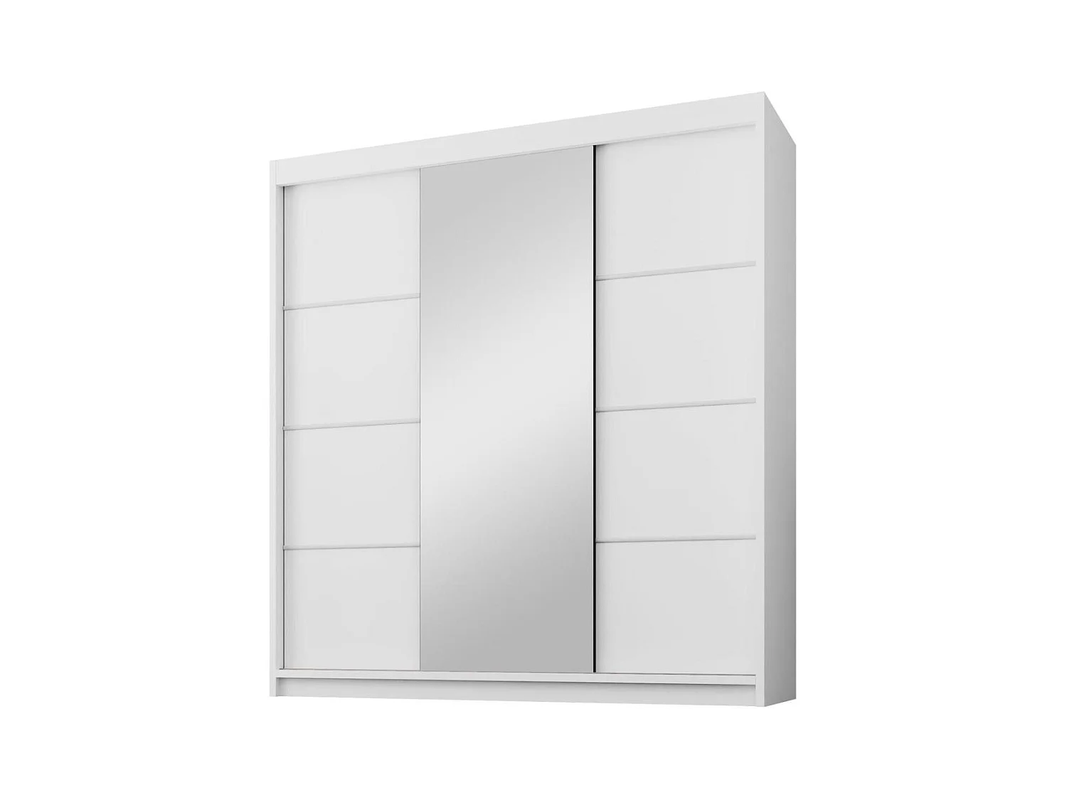 SCHWEBETÜRENSCHRANK Milo 200/215/58 3-türig weiß mit Spiegel