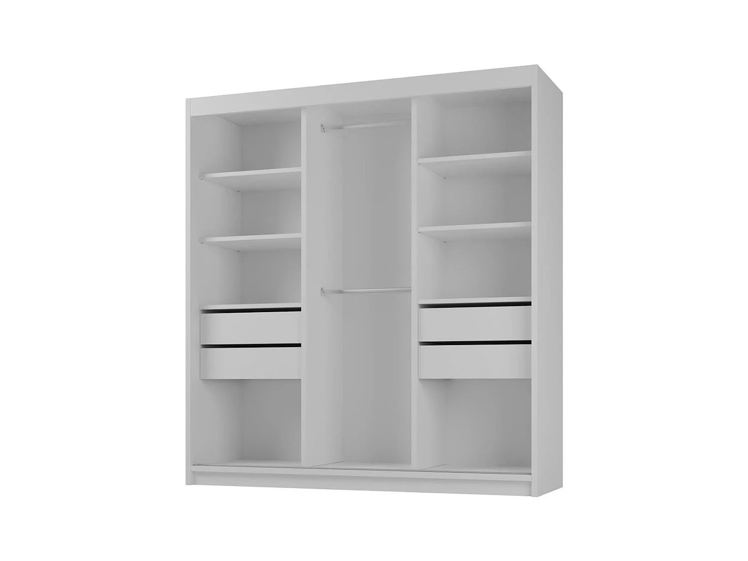 SCHWEBETÜRENSCHRANK Milo 200/215/58 3-türig weiß mit Spiegel