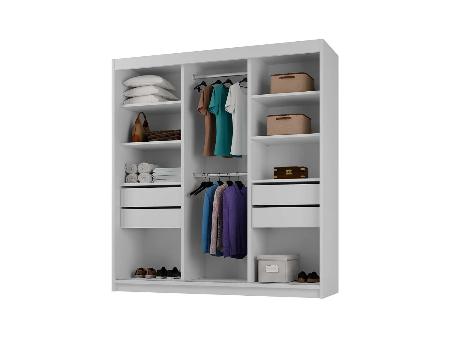 SCHWEBETÜRENSCHRANK Milo 200/215/58 3-türig weiß mit Spiegel