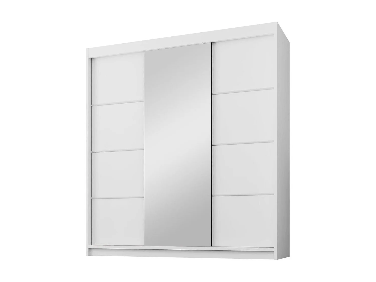 SCHWEBETÜRENSCHRANK Milo 200/215/58 3-türig weiß mit Spiegel