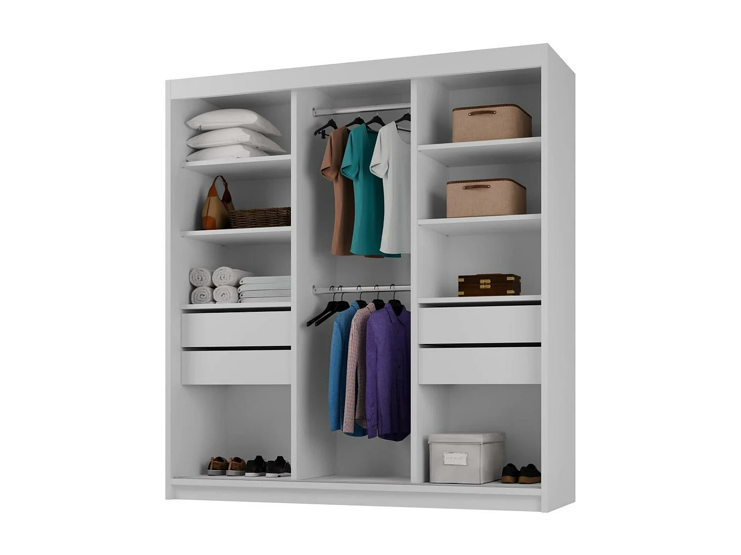 SCHWEBETÜRENSCHRANK Milo 200/215/58 3-türig weiß mit Spiegel