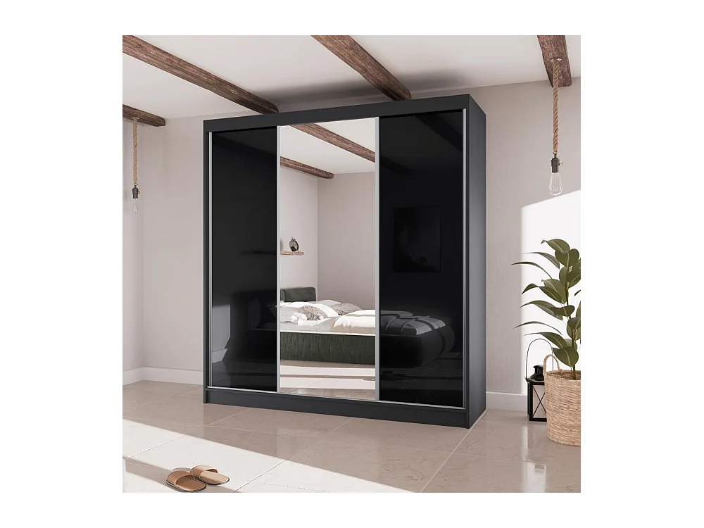 SCHWEBETÜRENSCHRANK Velis II 200/61/215 schwarz