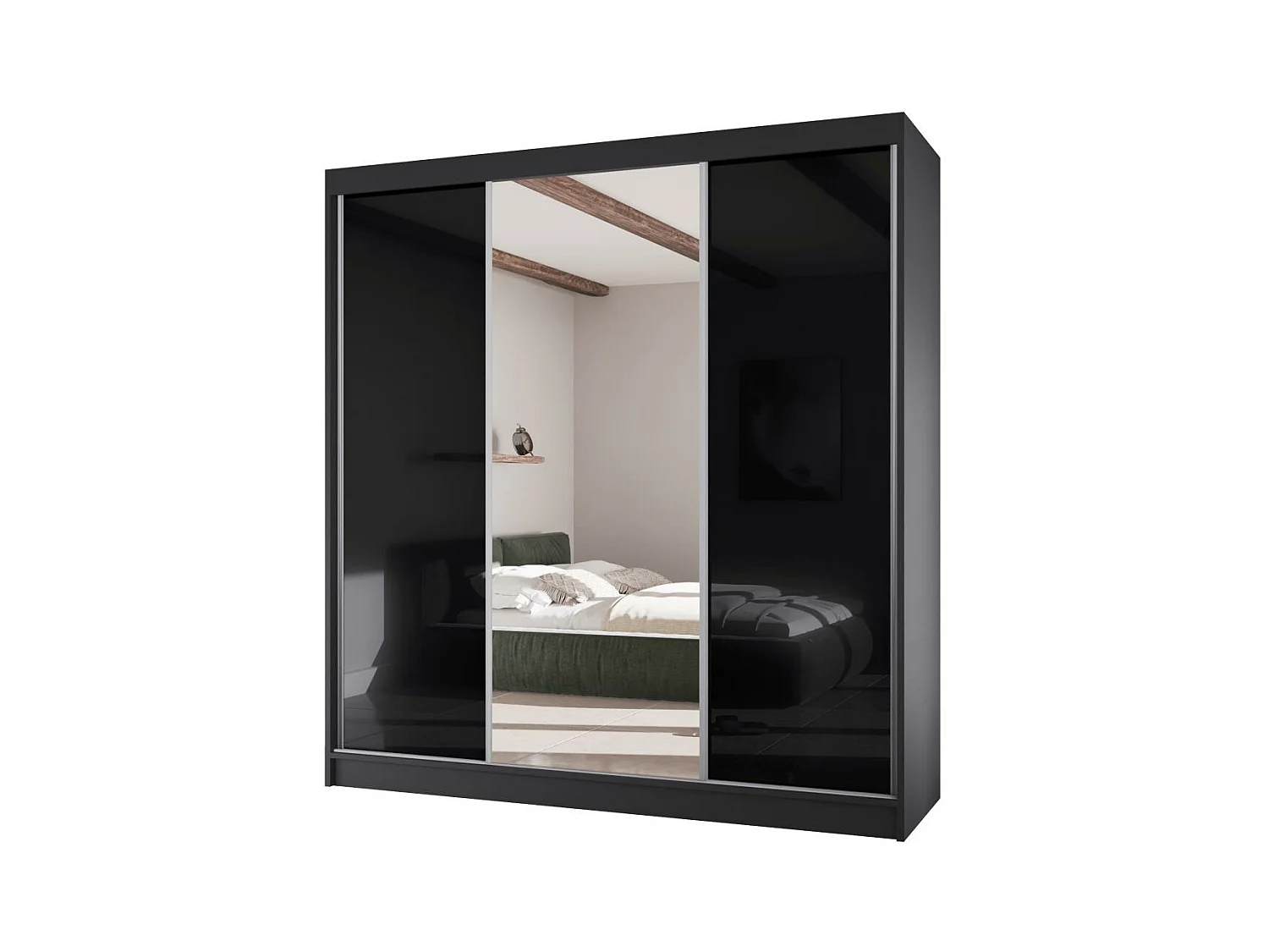 SCHWEBETÜRENSCHRANK Velis II 200/61/215 schwarz