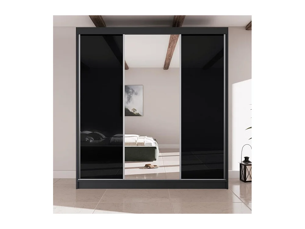 SCHWEBETÜRENSCHRANK Velis II 200/61/215 schwarz