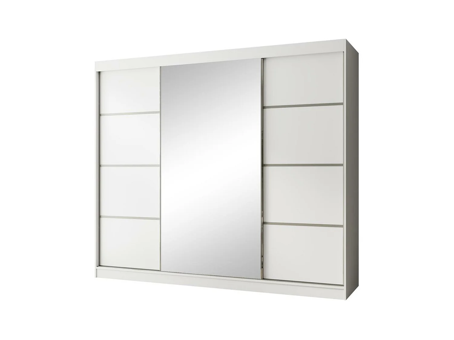 ARMOIRE A PORTES FERMÉES Paco 250/215/61 3 portes blanc avec miroir