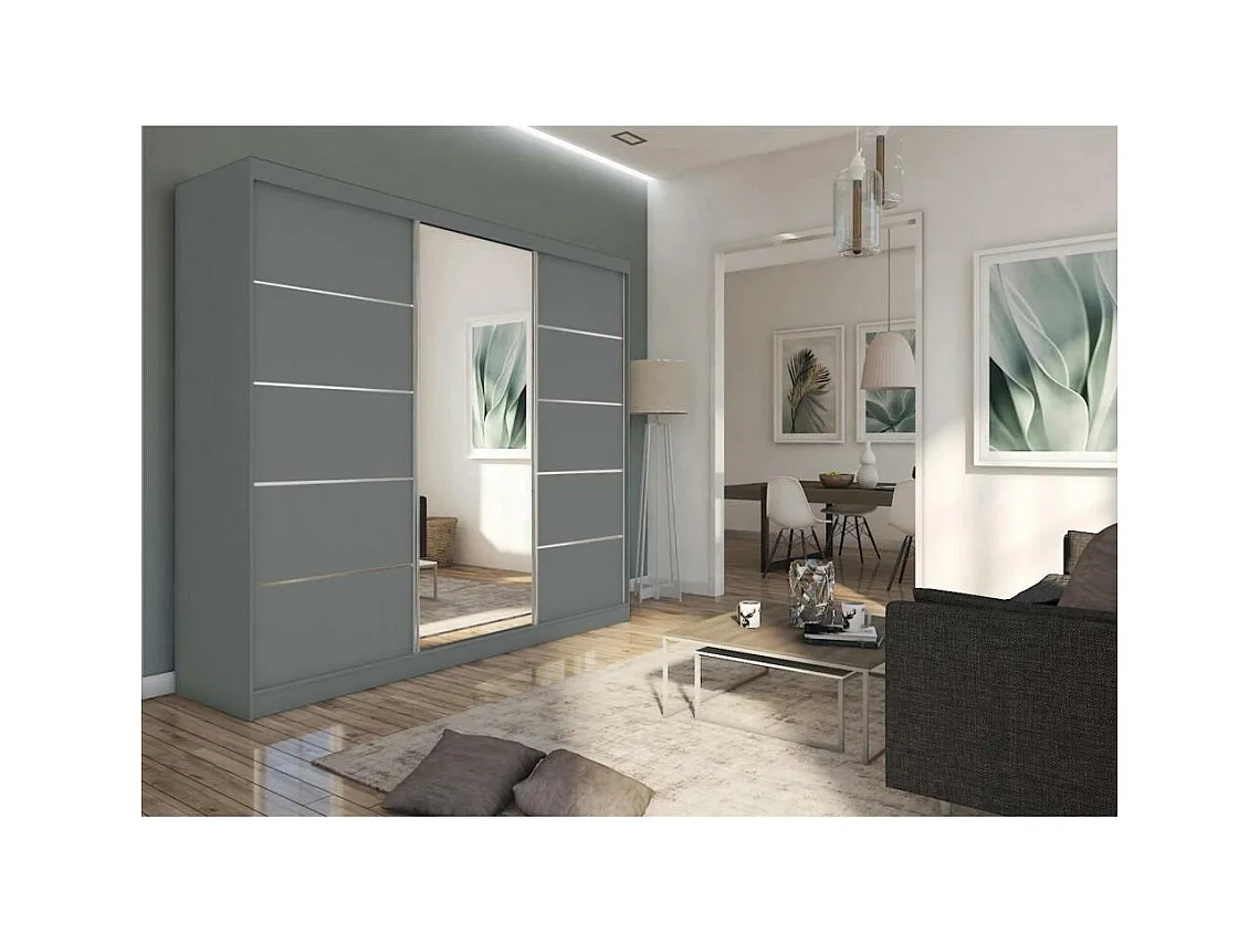 Hangkast Marika 240/216/61 grafiet met spiegel en laden