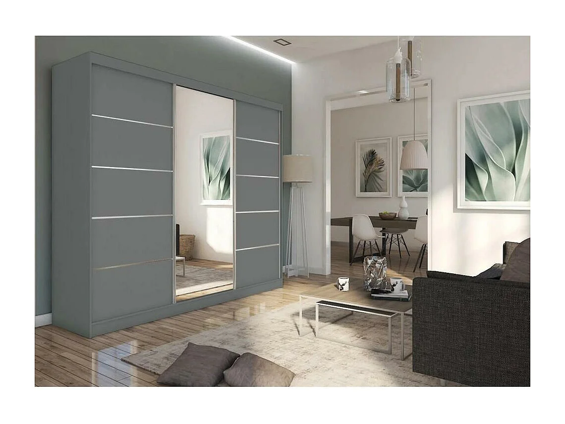 Hangkast Marika 240/216/61 grafiet met spiegel en laden