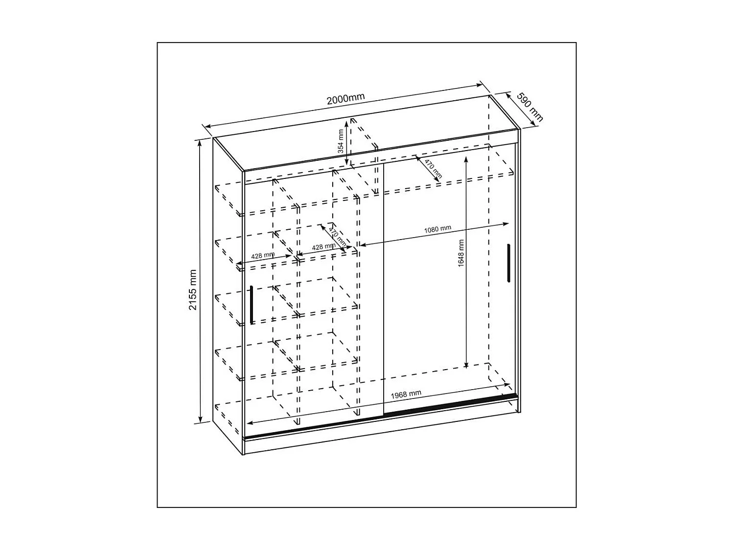 ARMOIRE A PORTES FERMÉES Katrina blanc 200/215,5/59 cm 2 portes