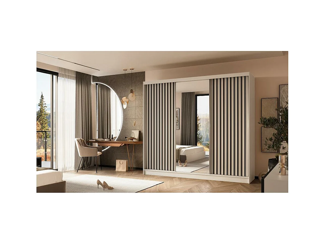 ARMOIRE A PORTES FERMÉES Helix 240/216/61 blanc+noir avec blocs-tiroirs