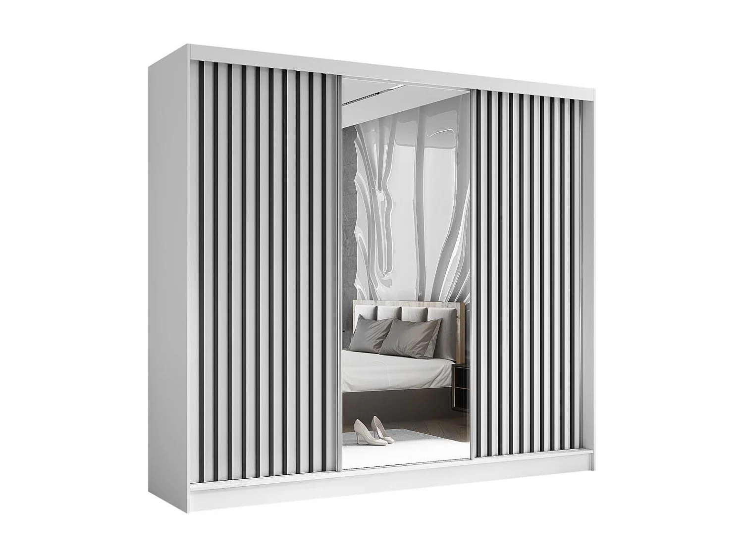 ARMOIRE A PORTES FERMÉES Helix 240/216/61 blanc+noir avec blocs-tiroirs