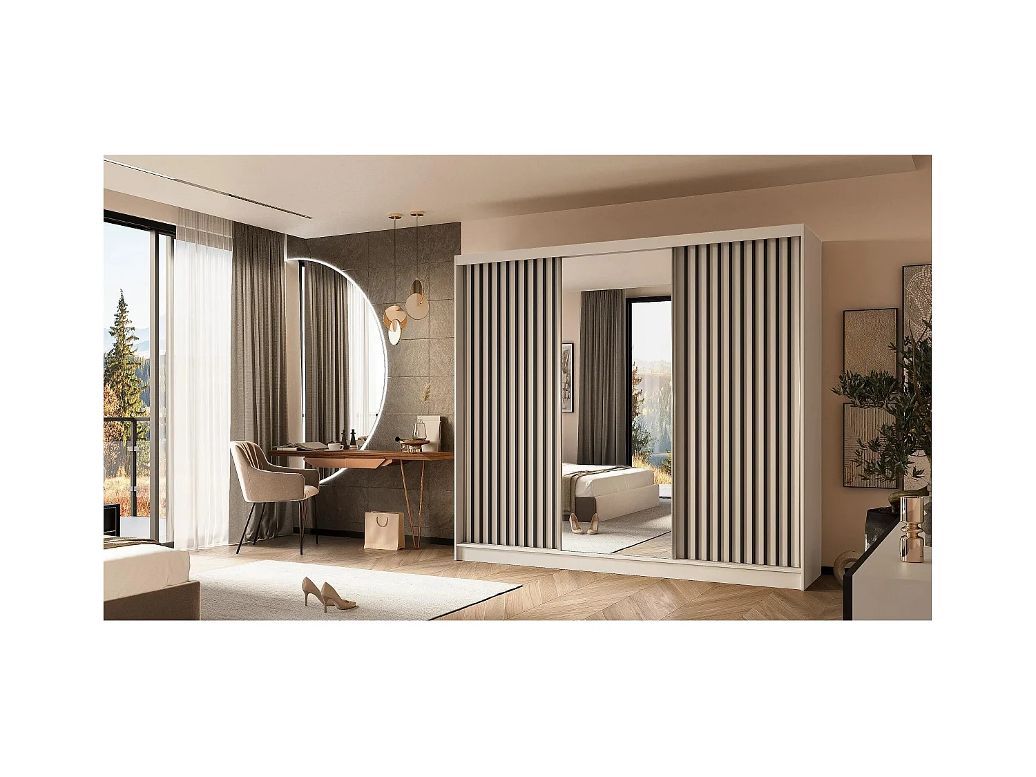 ARMOIRE A PORTES FERMÉES Helix 240/216/61 blanc+noir