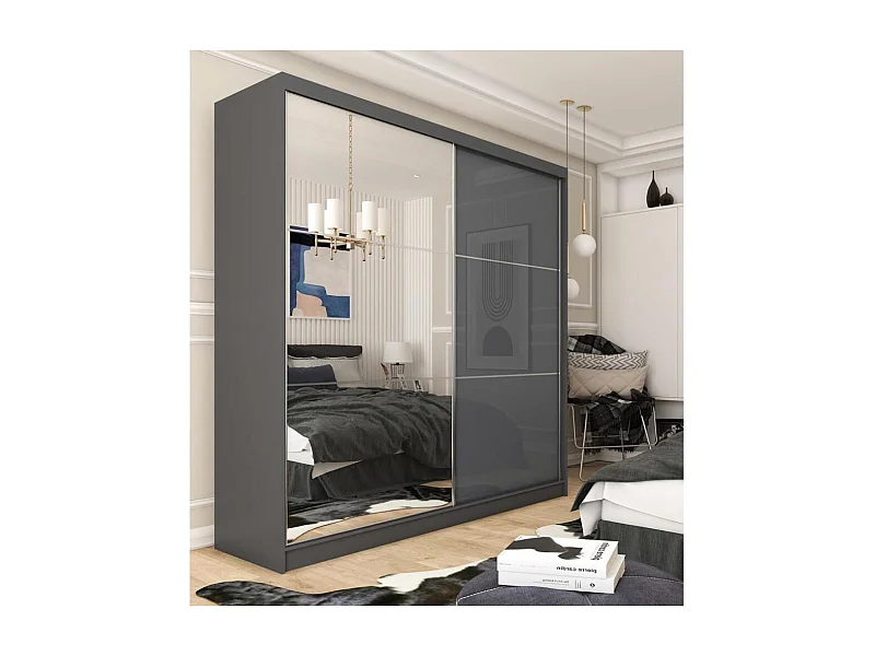 ARMOIRE À PORTES FERMÉES Viva 200/216/61 graphite avec miroir
