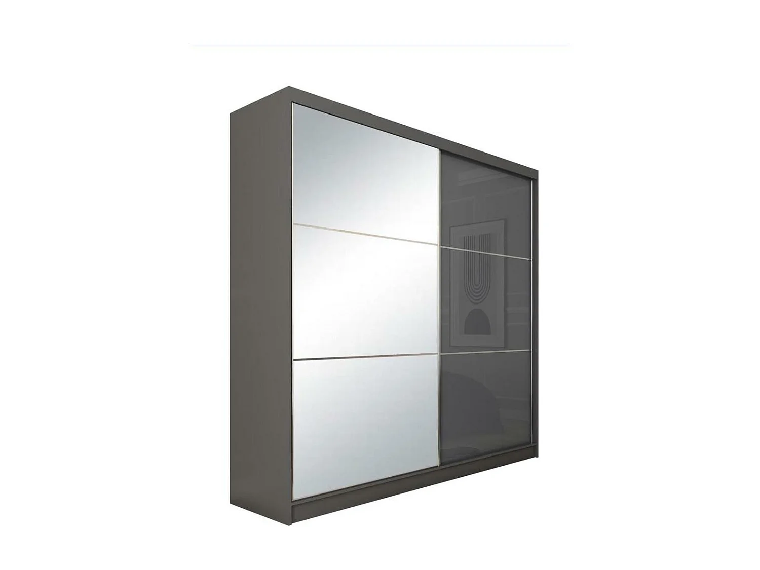 ARMOIRE À PORTES FERMÉES Viva 200/216/61 graphite avec miroir