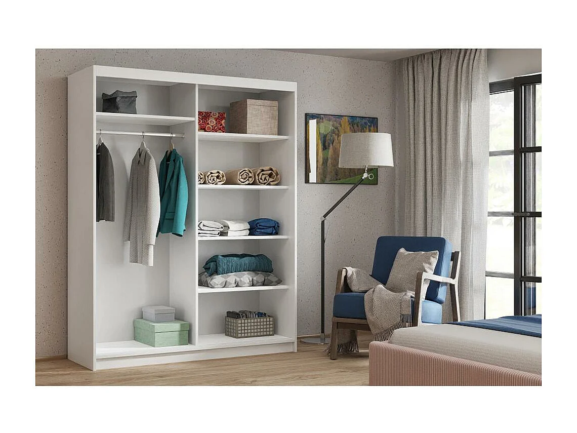 ARMOIRE A PORTES FERMÉES Donatello 180/205/60 2 portes blanc avec miroir