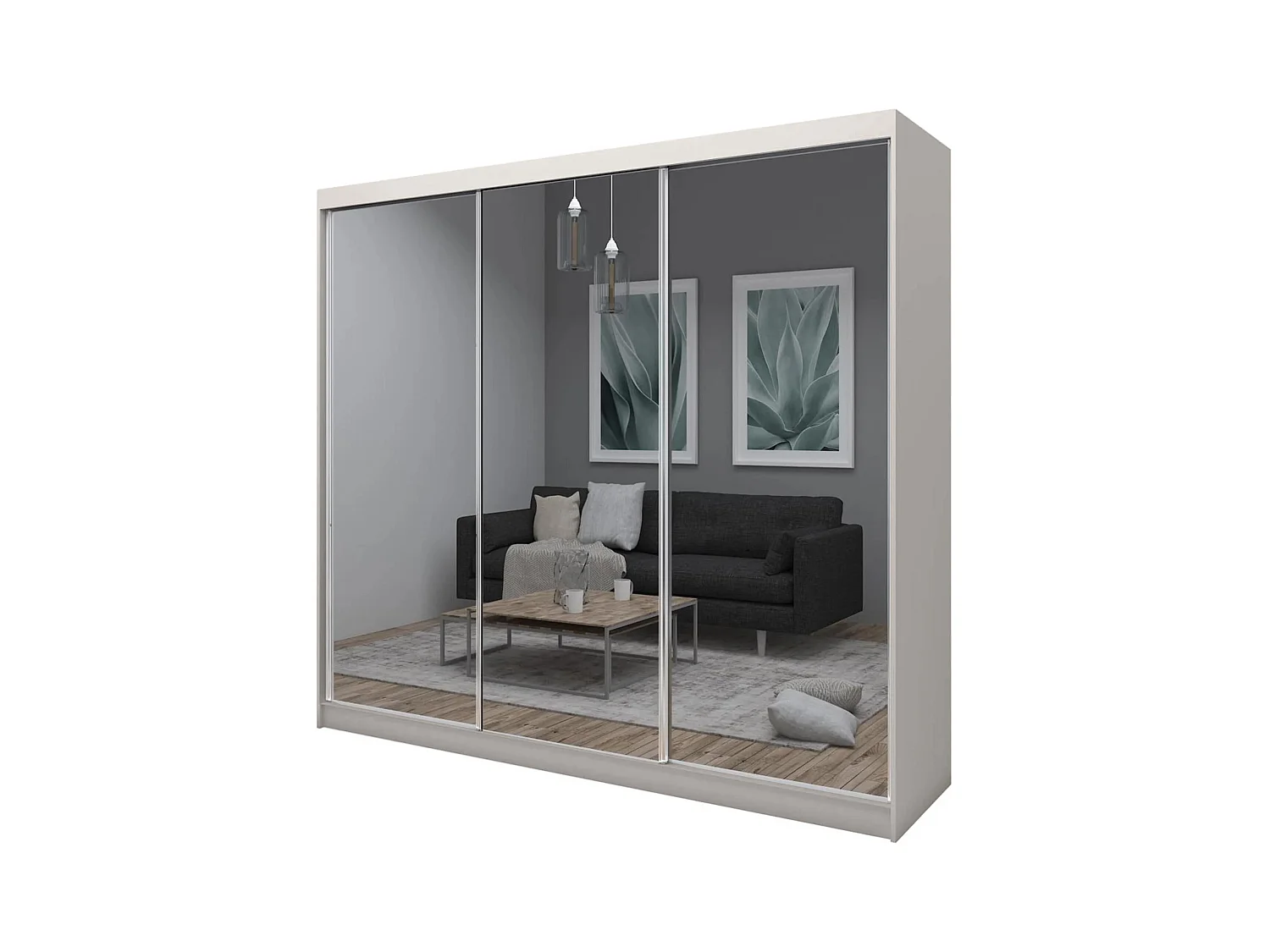 ARMOIRE À PORTES FERMÉES Debra II 240/216/61 cachemire avec miroir et tiroirs