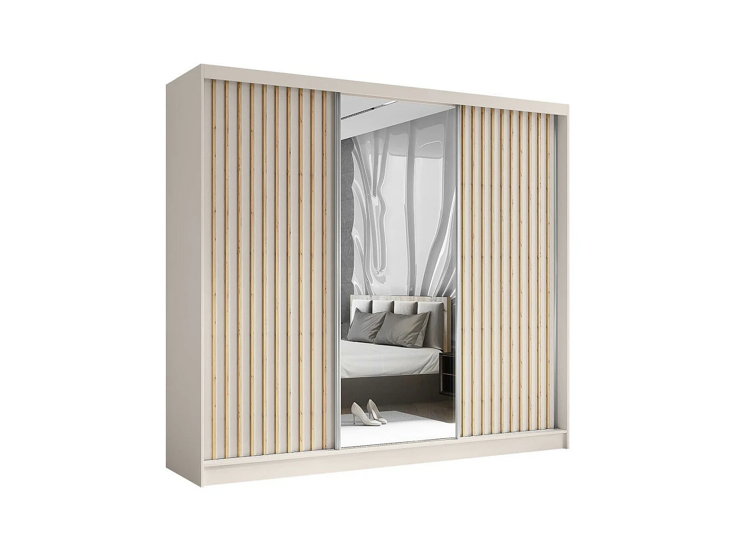 ARMOIRE A PORTES FERMÉES Helix II 240/216/61 cachemire+chêne Artisan avec tiroirs