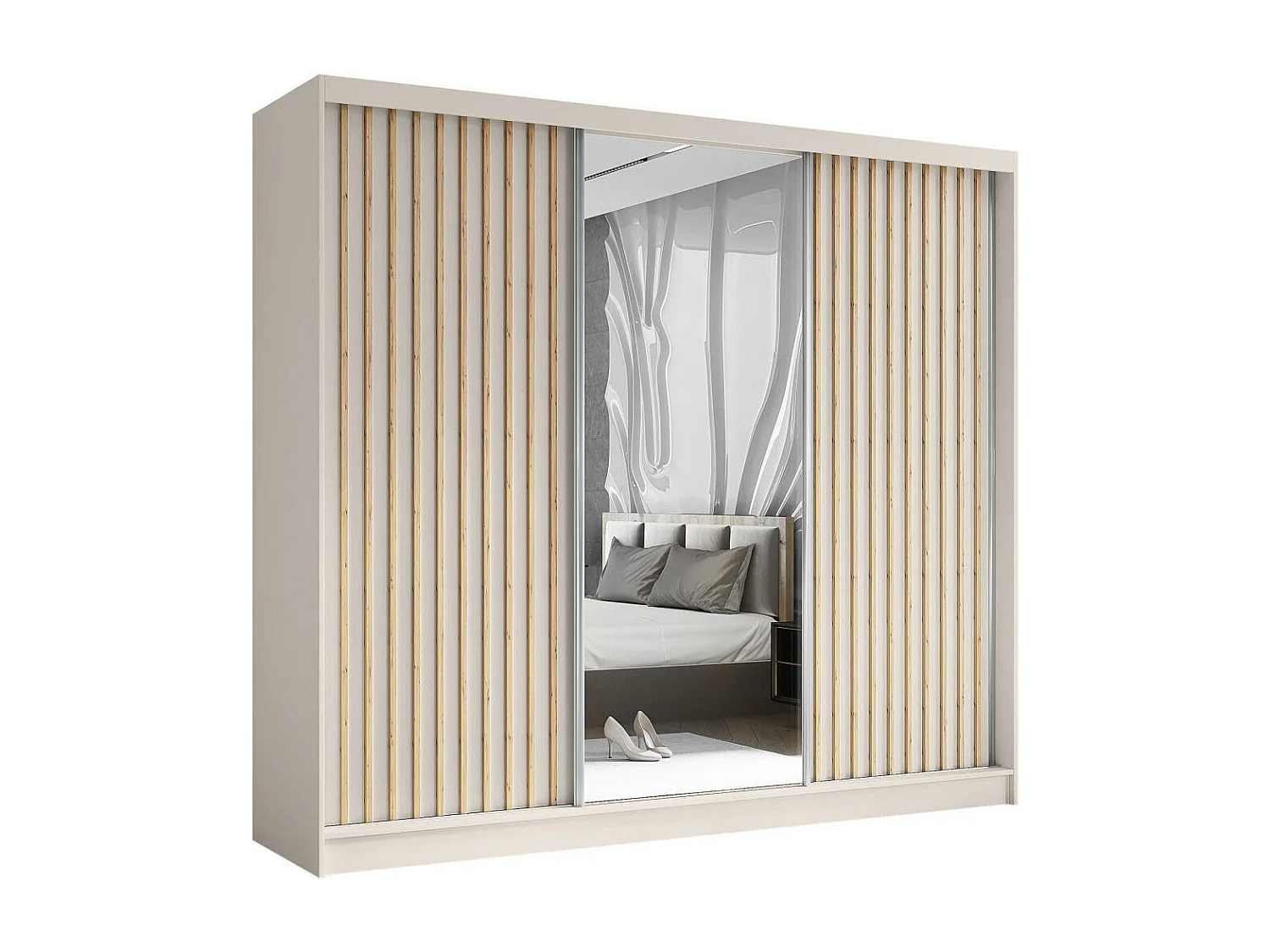 ARMOIRE A PORTES FERMÉES Helix II 240/216/61 cachemire+chêne Artisan avec tiroirs