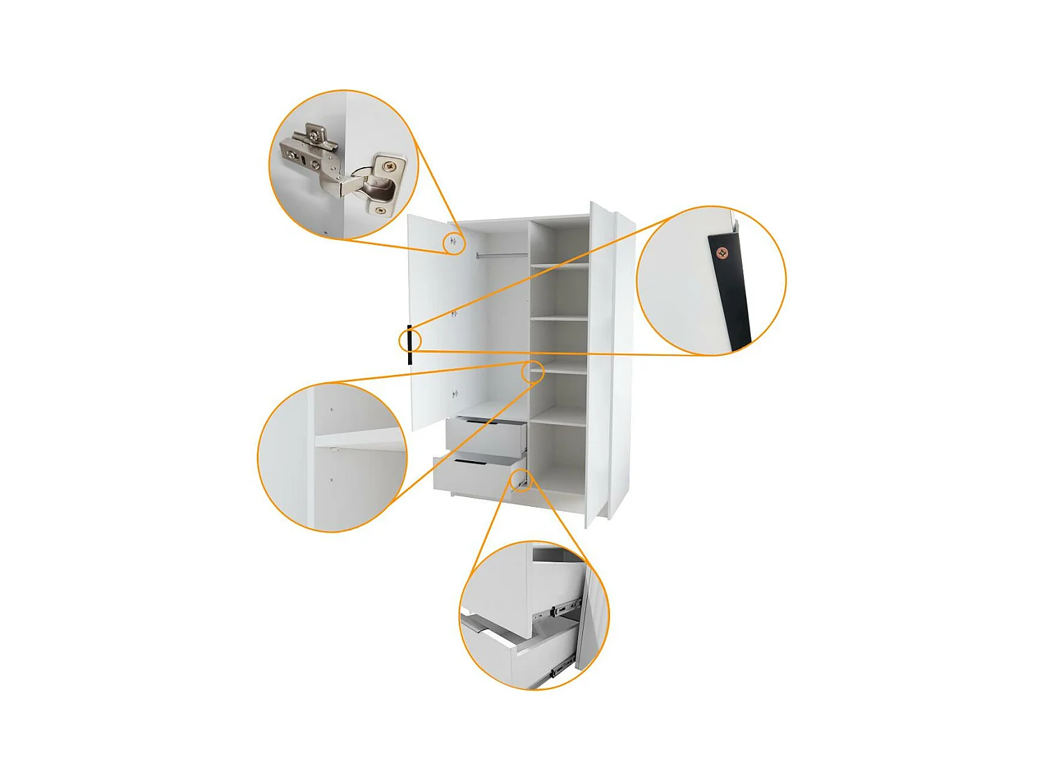 ARMOIRE À PORTES FERMÉES Niko 100/51/200 cm blanc