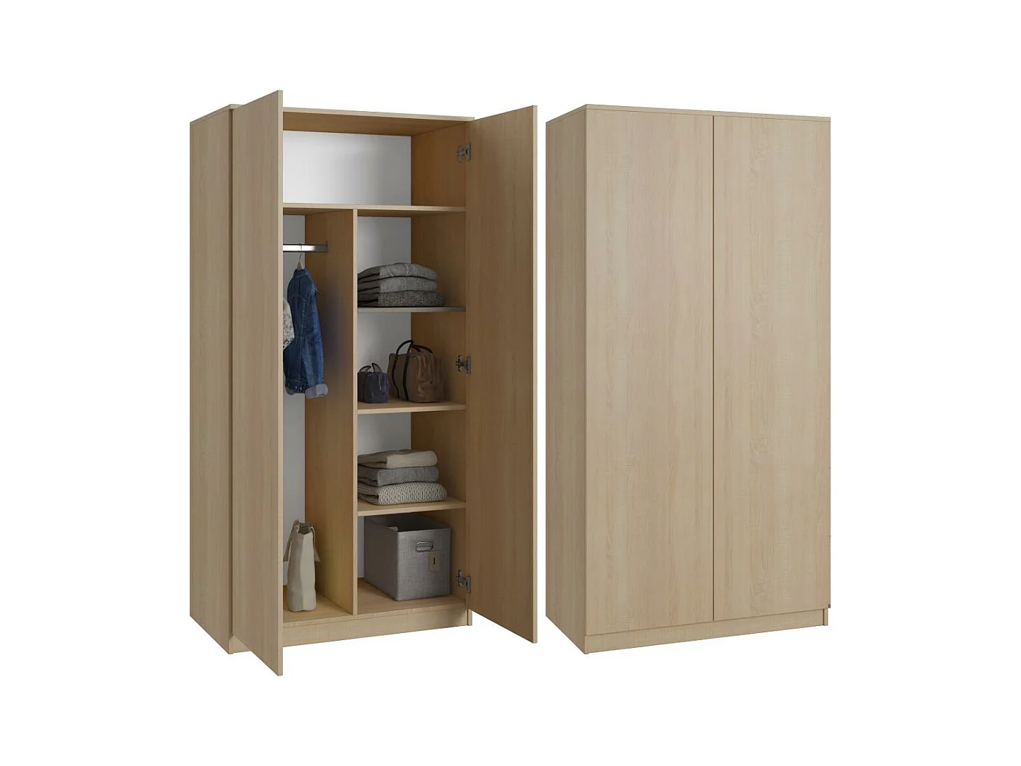 ARMOIRE À PORTES TIRÉES Classic 90/180/50 cm 2 portes chêne Sonoma
