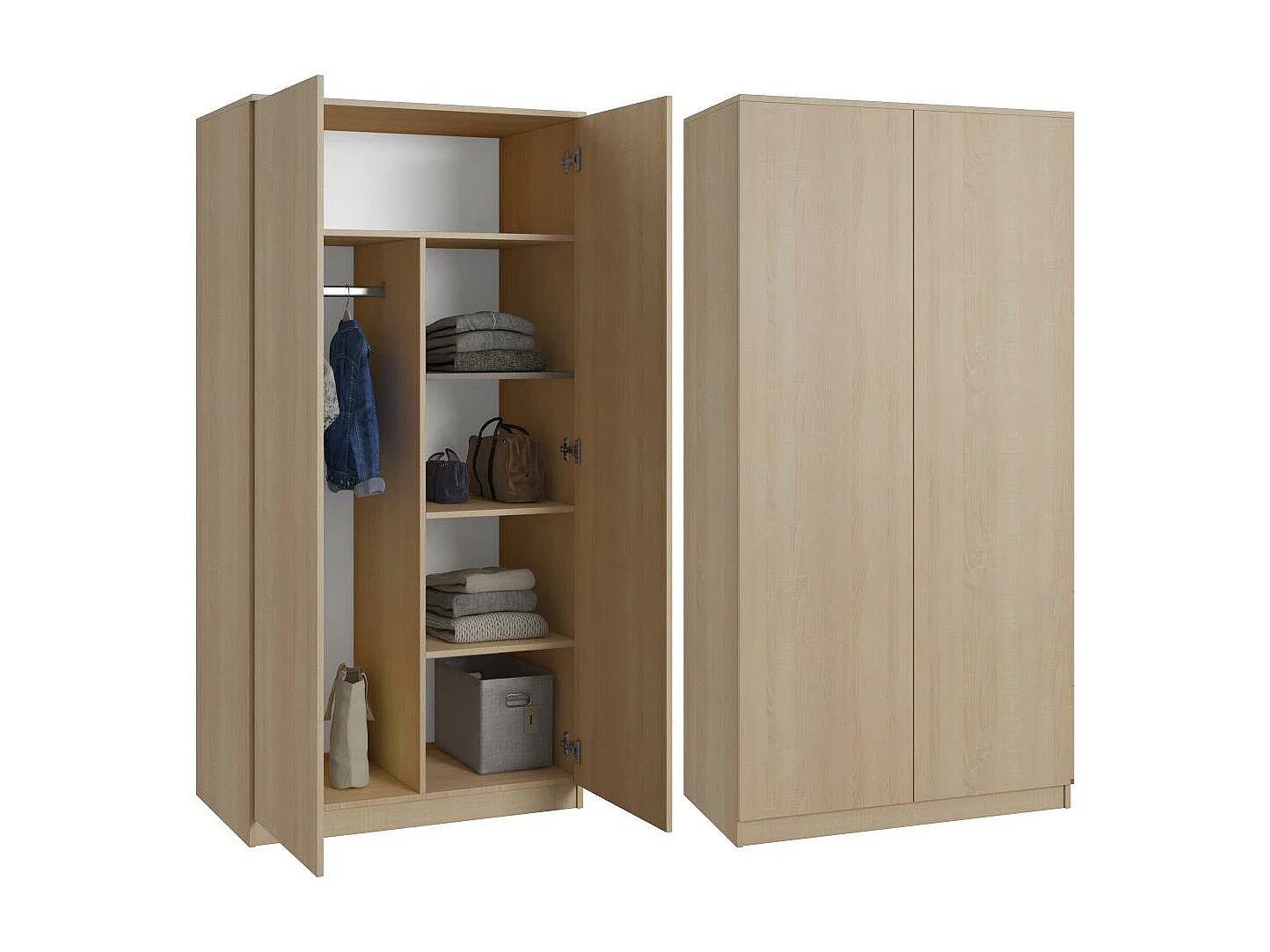 ARMOIRE À PORTES TIRÉES Classic 90/180/50 cm 2 portes chêne Sonoma