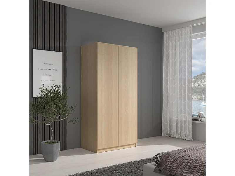 ARMOIRE À PORTES TIRÉES Classic 90/180/50 cm 2 portes chêne Sonoma