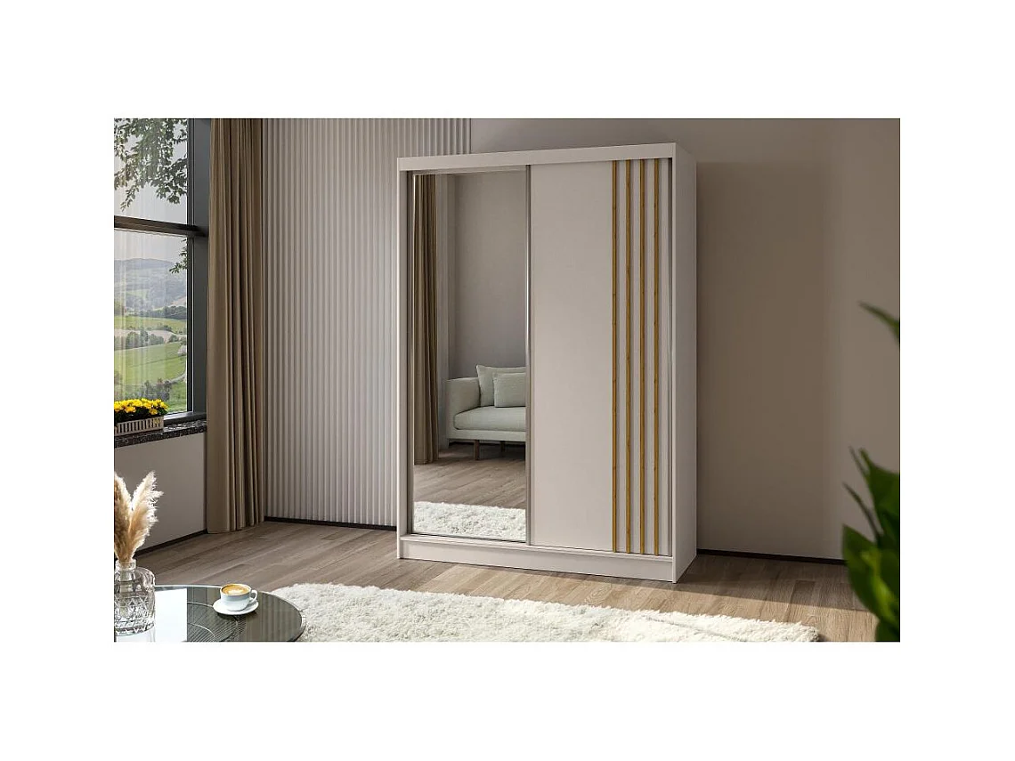 ARMOIRE À PORTES FERMÉES Nela 120/216/61 cachemire+chêne Artisan avec inserts à tiroirs