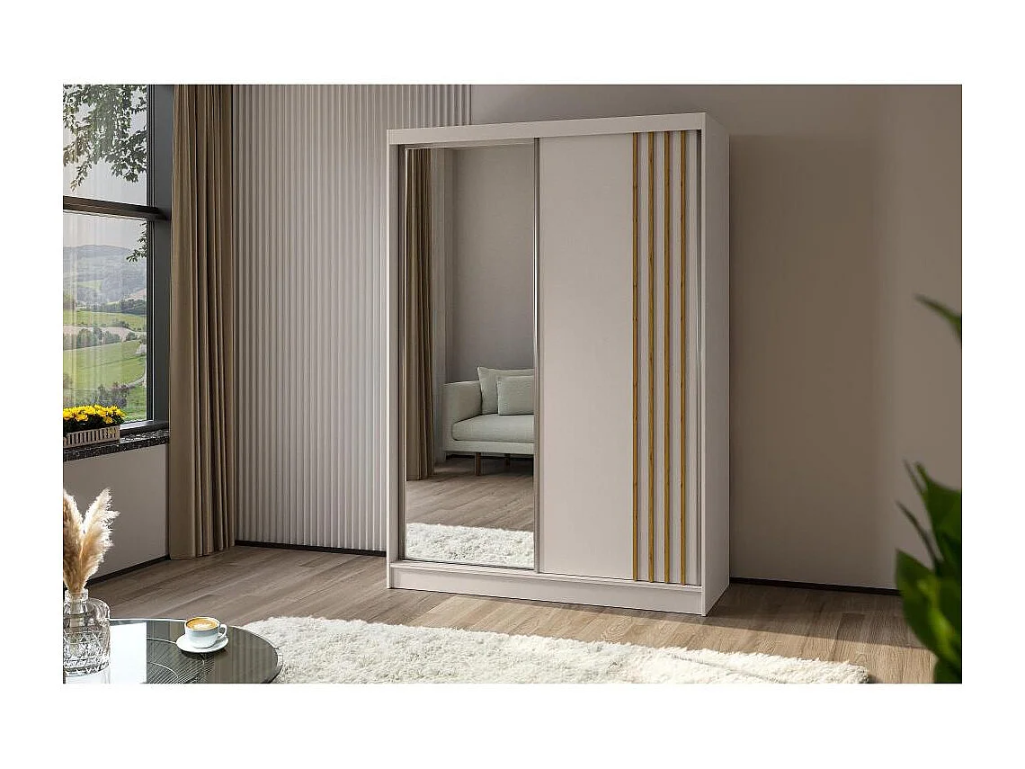 ARMOIRE À PORTES FERMÉES Nela 120/216/61 cachemire+chêne Artisan avec inserts à tiroirs