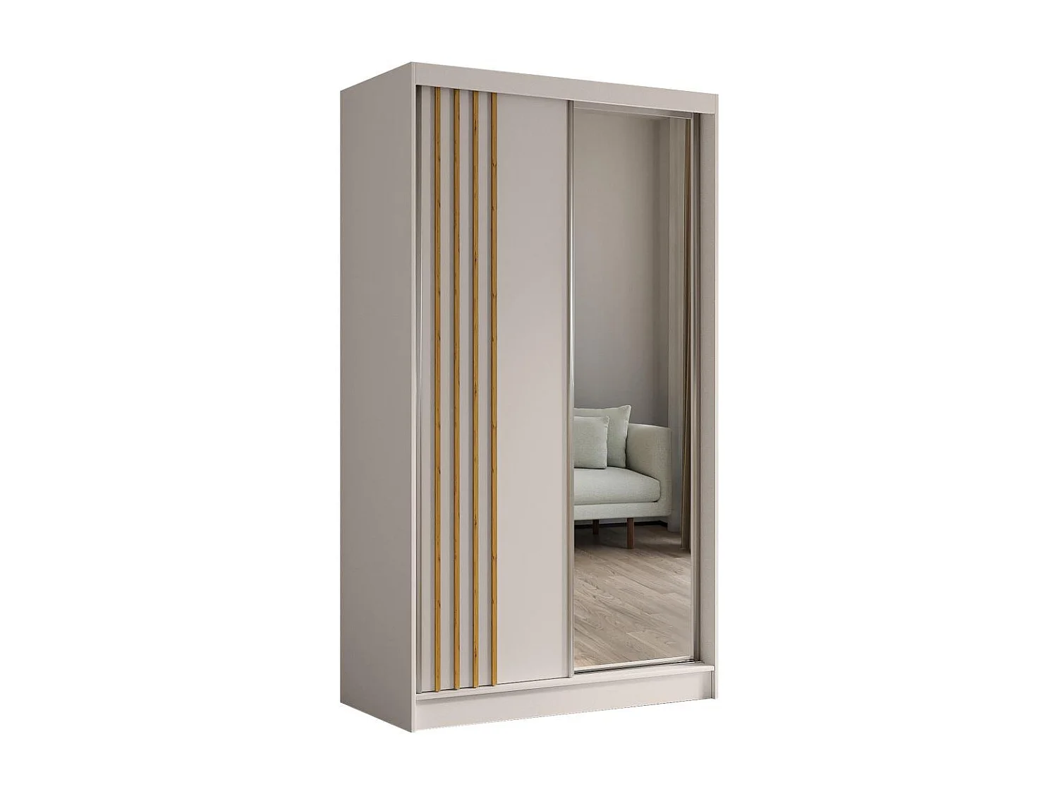 ARMOIRE À PORTES FERMÉES Nela 120/216/61 cachemire+chêne Artisan avec inserts à tiroirs