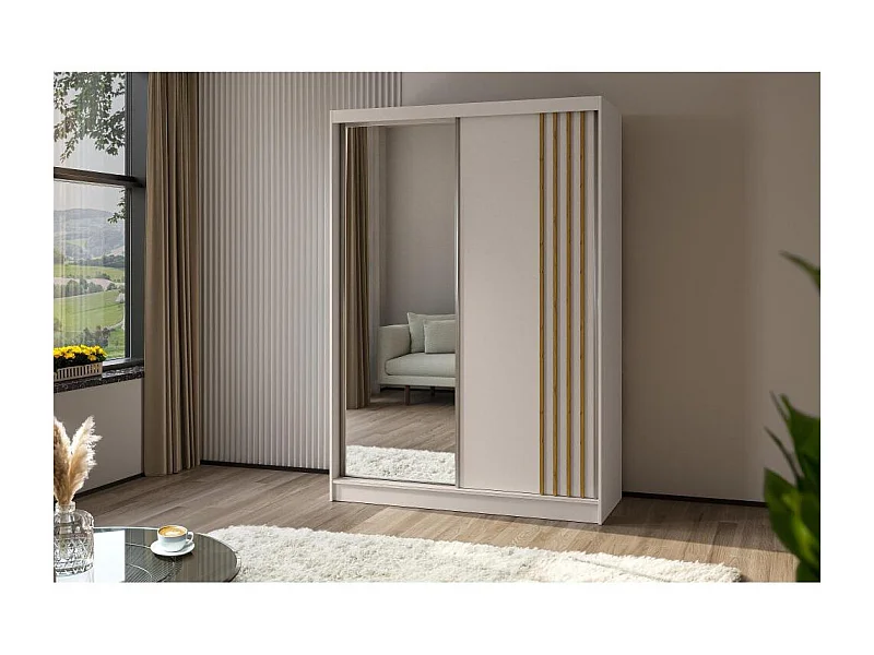 ARMOIRE À PORTES FERMÉES Nela 120/216/61 cachemire+chêne Artisan avec inserts à tiroirs