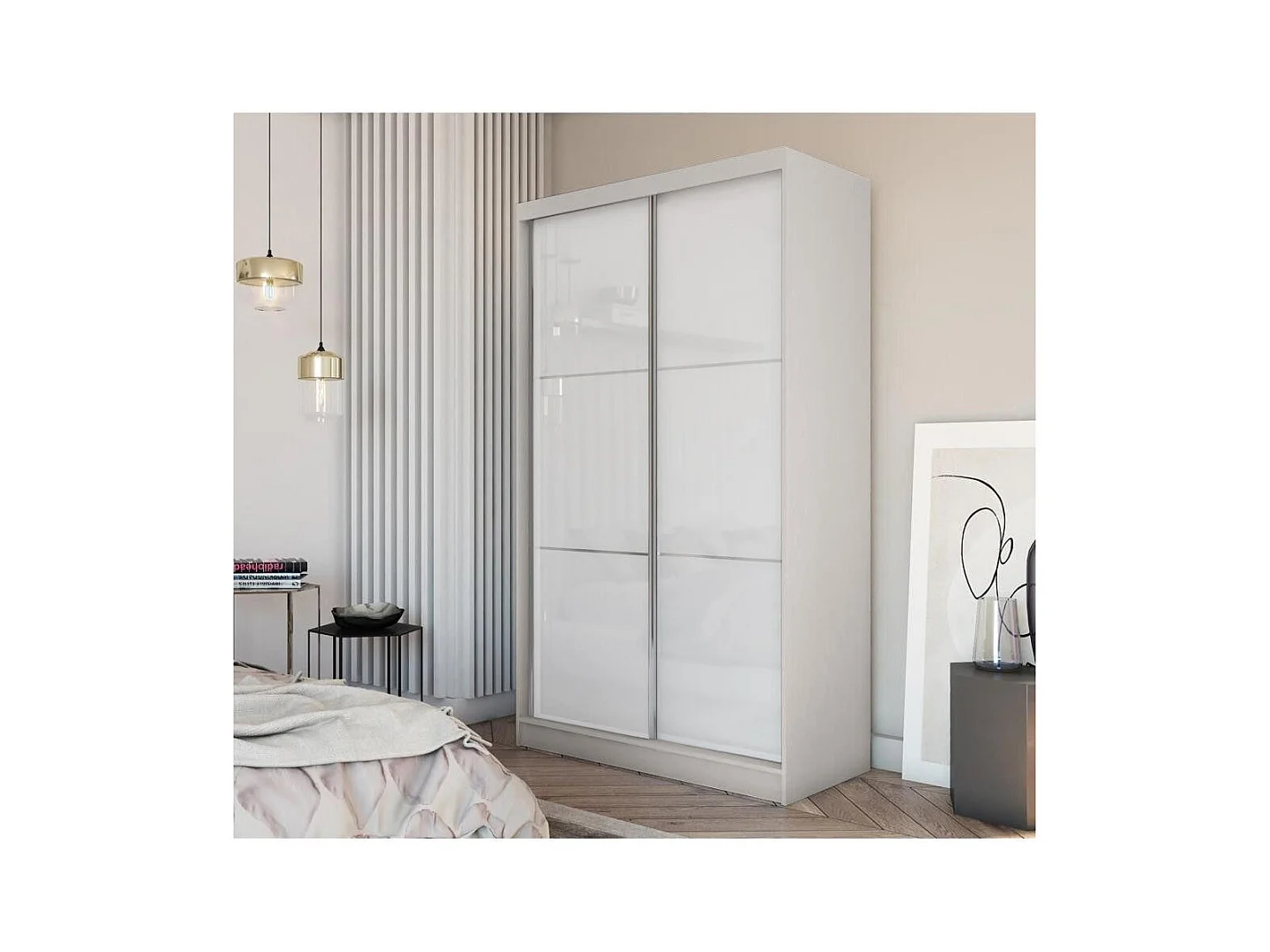 SCHWEBETÜRENSCHRANK Viva 120/216/61 kaschmir mit Lacobel-Glas