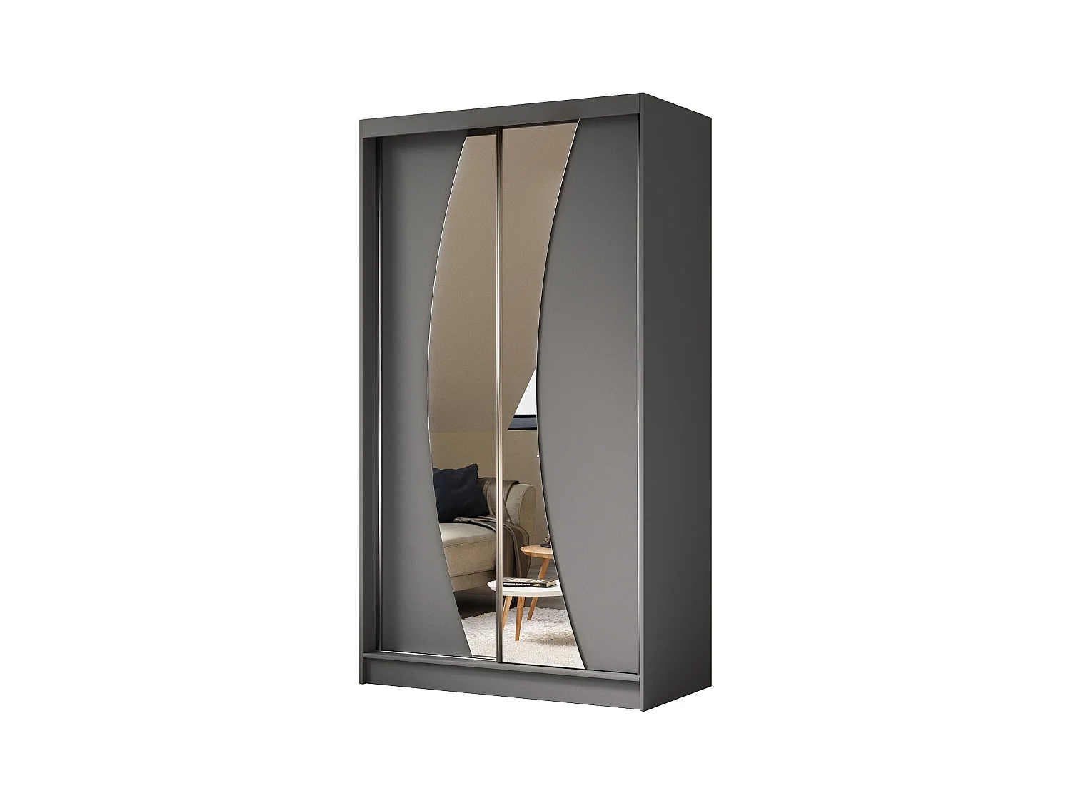 ARMOIRE À PORTES FERMÉES Vox 120/216/61 graphite avec miroir et tiroirs