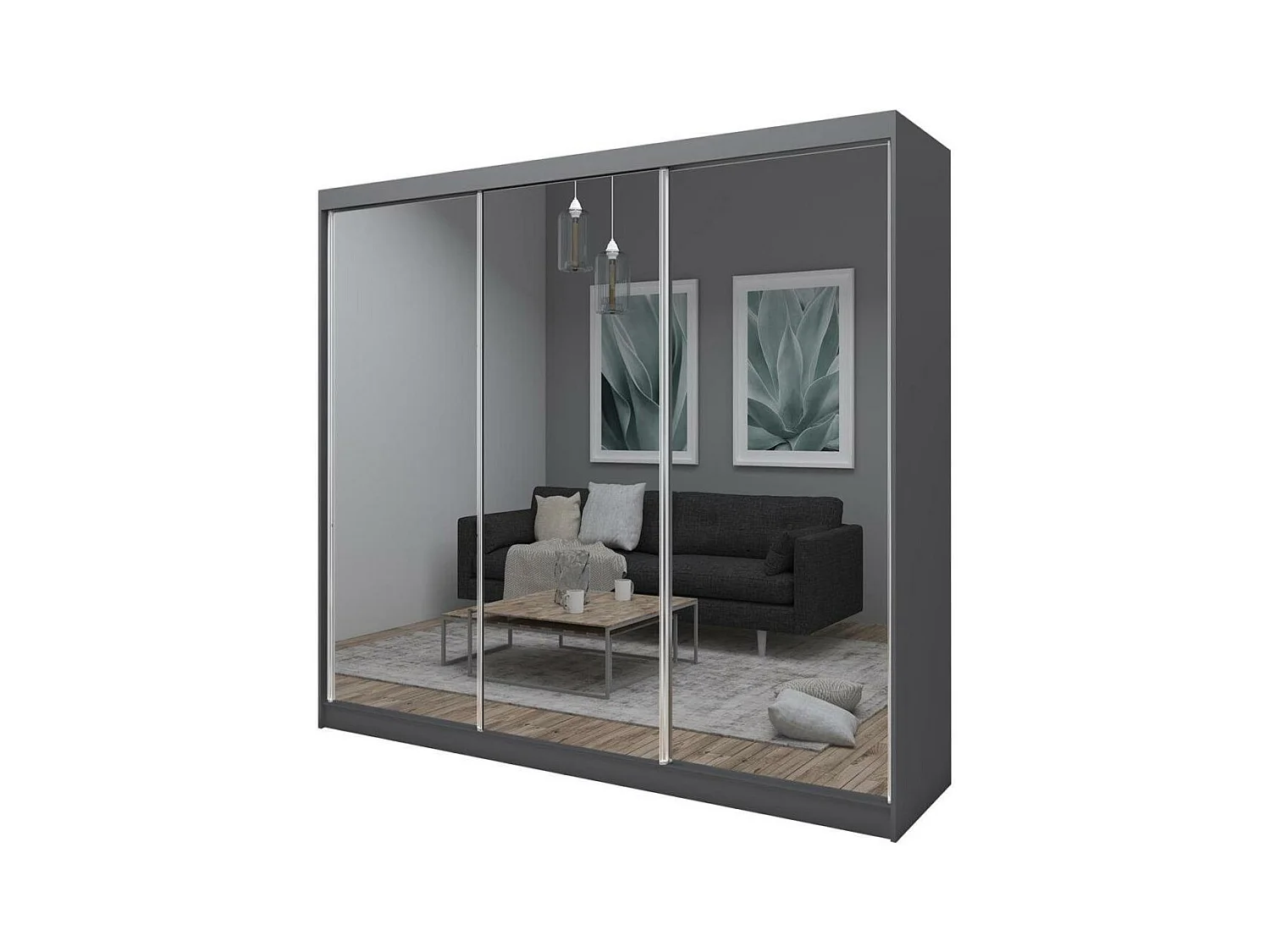 ARMOIRE À PORTES FERMÉES Debra 240/216/61 graphite avec miroir