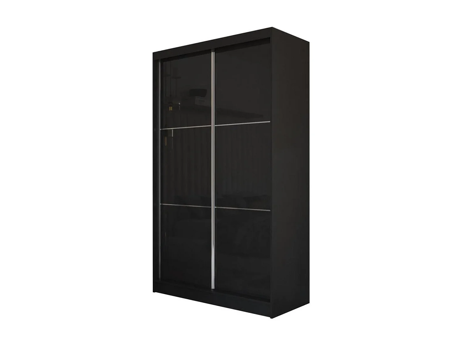 ARMOIRE A PORTES FERMÉES Viva 120/216/61 noir avec verre Lacobel et blocs-tiroirs