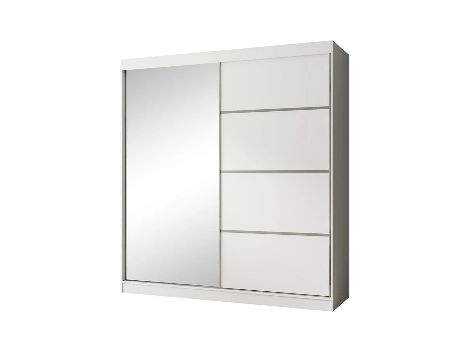 ARMOIRE A PORTES FERMÉES Paco 200/215/61 2 portes blanc avec miroir