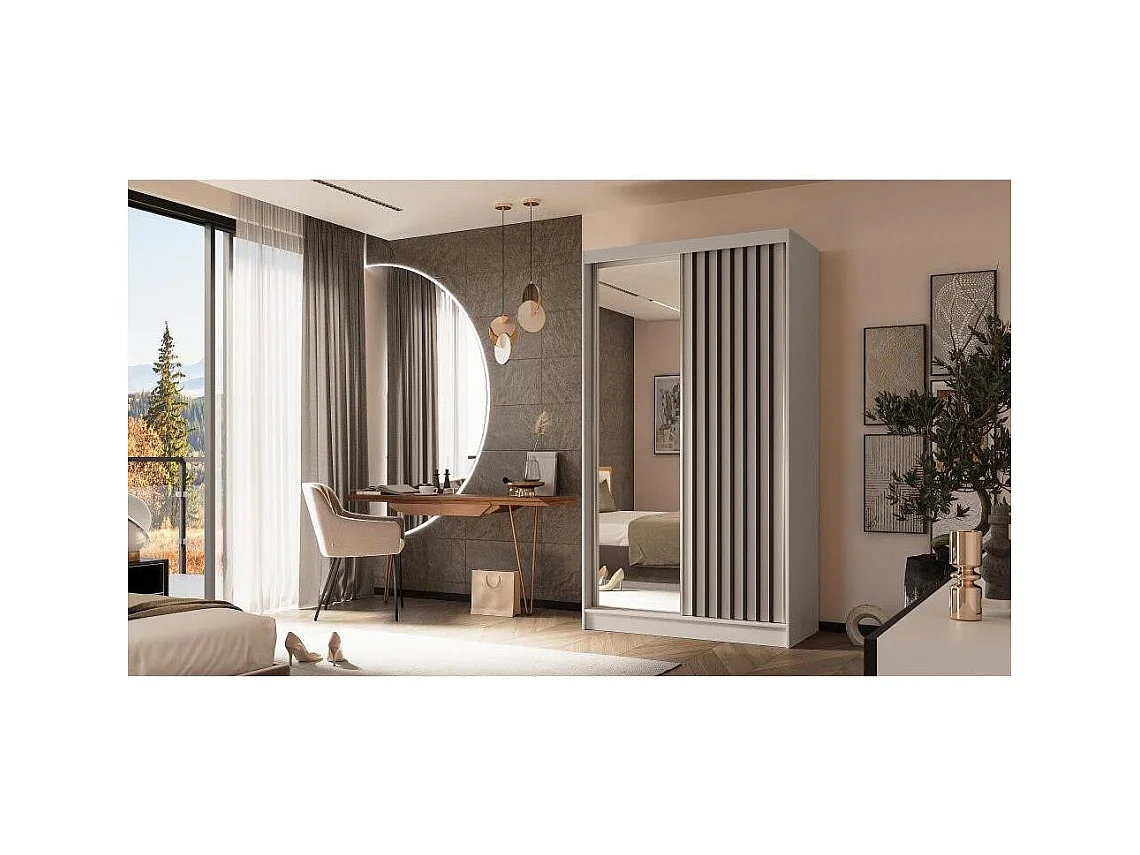 ARMOIRE A PORTES FERMÉES Helix 120/216/61 cachemire+noir avec blocs-tiroirs