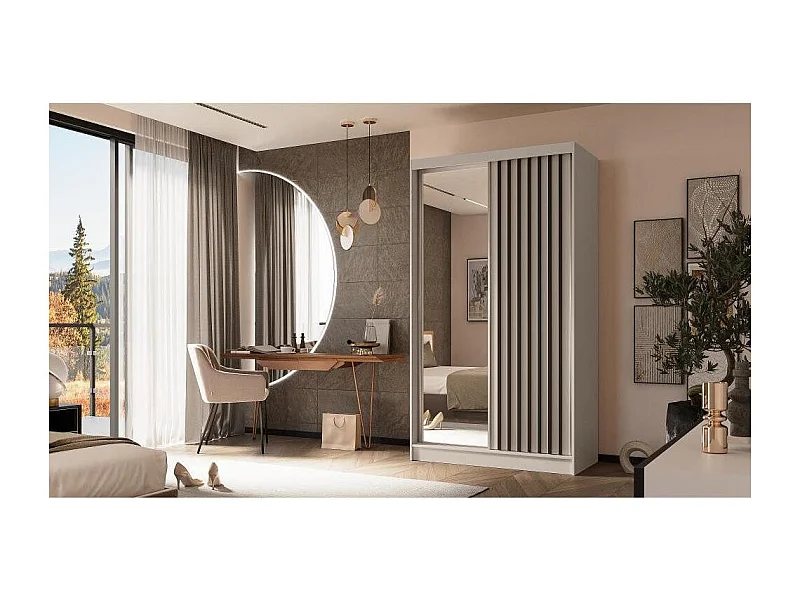 ARMOIRE A PORTES FERMÉES Helix 120/216/61 cachemire+noir avec blocs-tiroirs