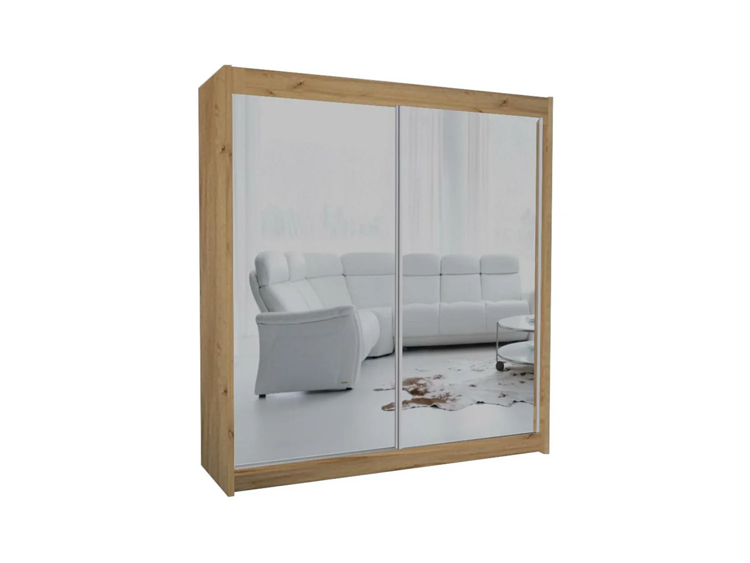 ARMOIRE À PORTES FERMÉES Debra 200/216/61 chêne Artisan avec miroir