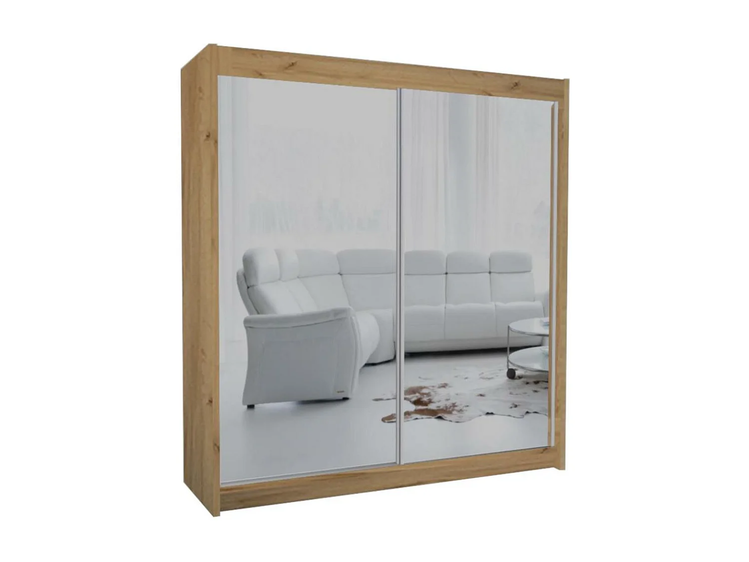 ARMOIRE À PORTES FERMÉES Debra 200/216/61 chêne Artisan avec miroir