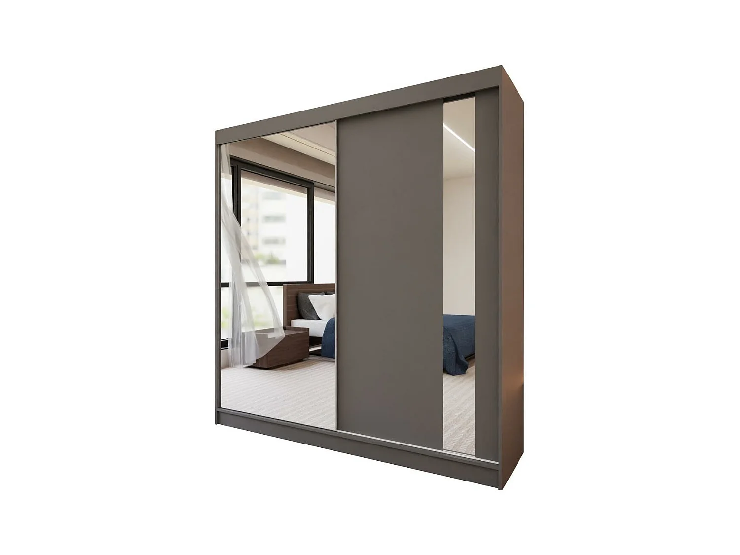 ARMOIRE À PORTES FERMÉES Gaja 200/216/61 graphite avec miroir et blocs-tiroirs