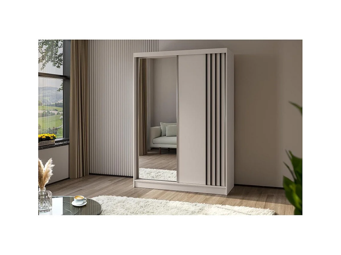 ARMOIRE À PORTES FERMÉES Nela 120/216/61 cachemire+noir avec blocs-tiroirs