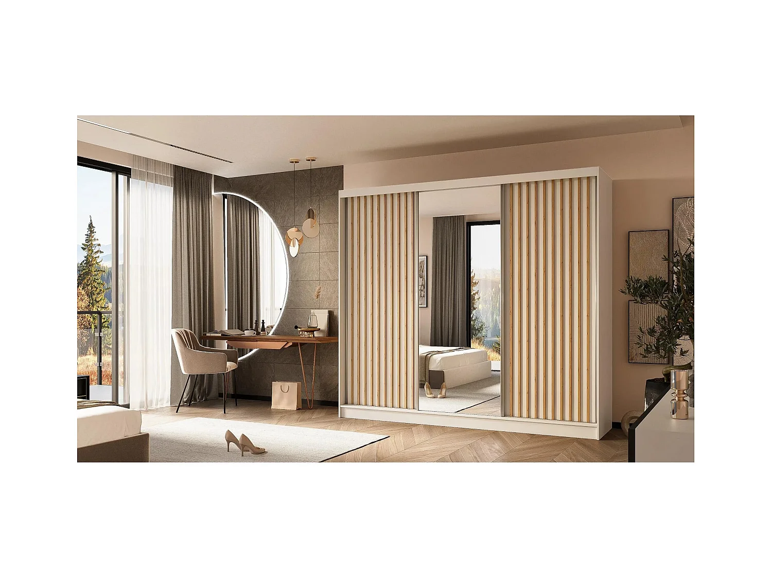 ARMOIRE À PORTES FERMÉES Helix 240/216/61 blanc+chêne artisanal