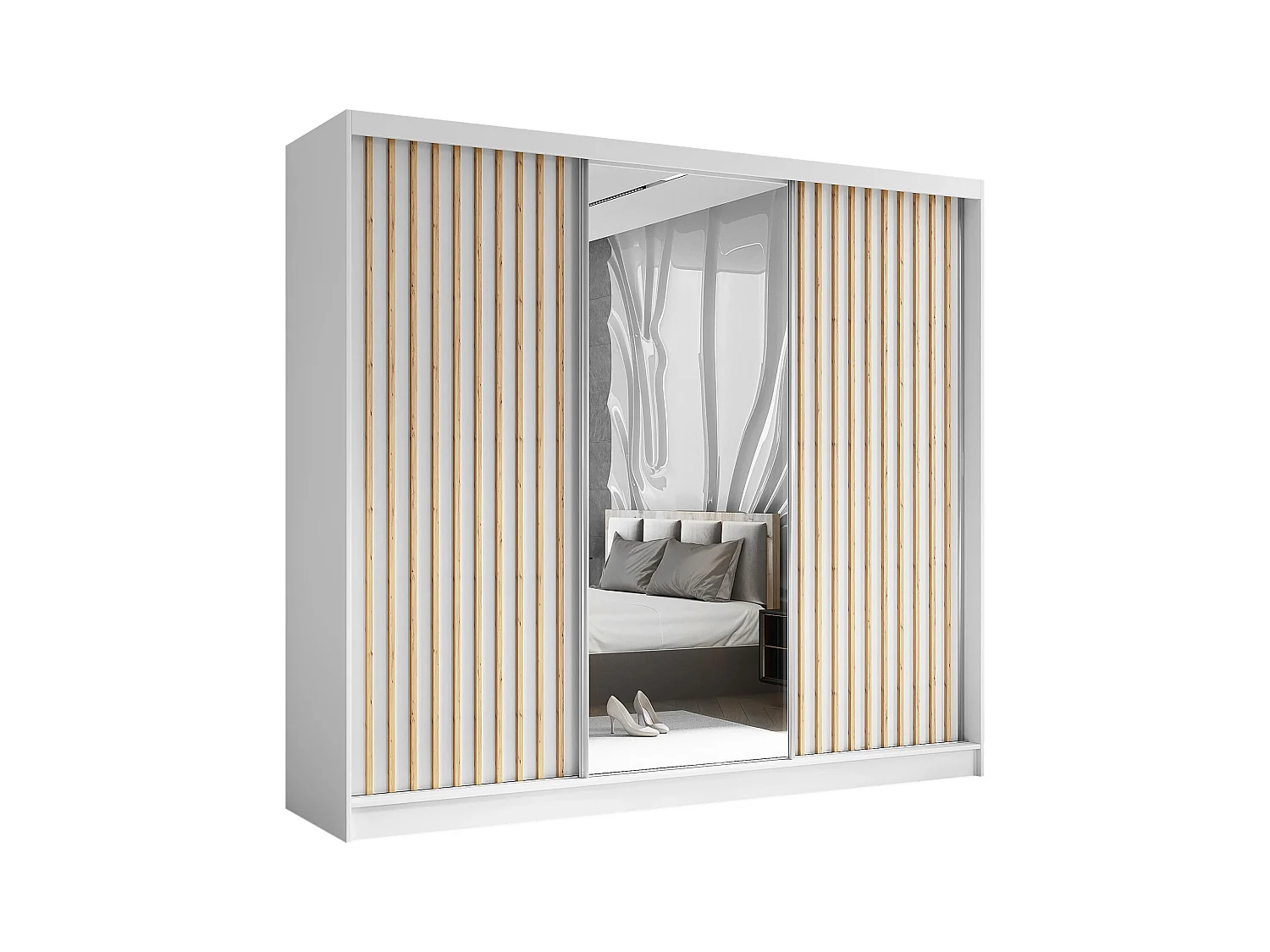 ARMOIRE À PORTES FERMÉES Helix 240/216/61 blanc+chêne artisanal