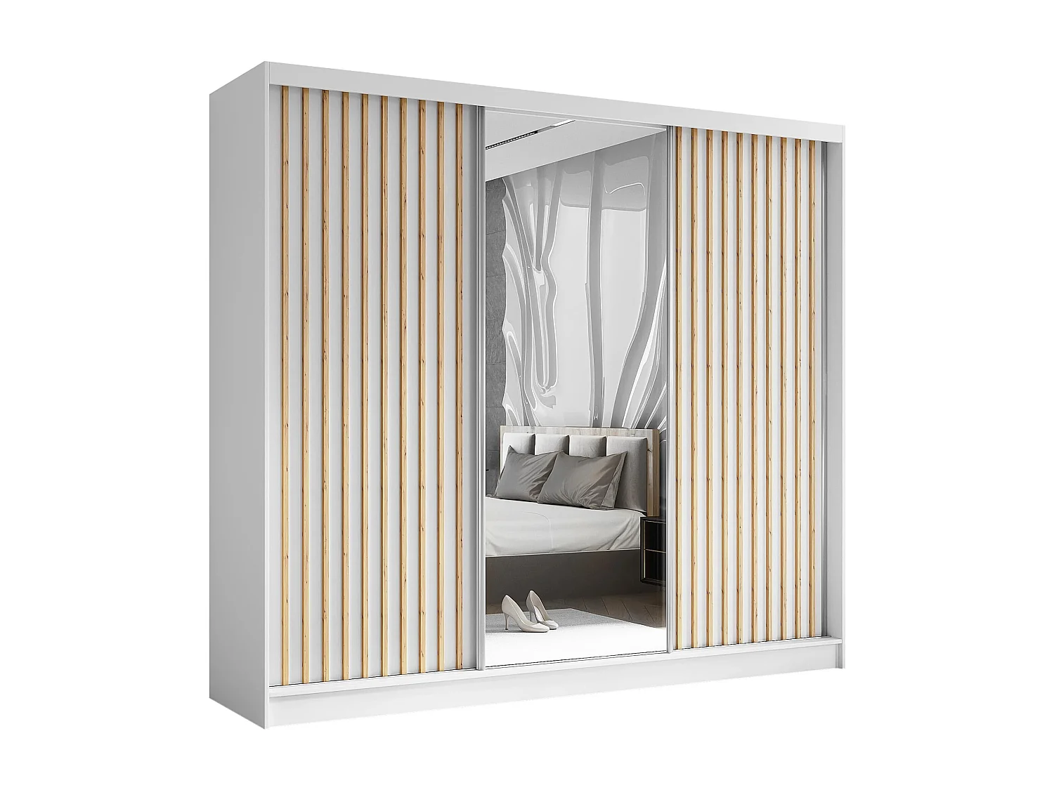 ARMOIRE À PORTES FERMÉES Helix 240/216/61 blanc+chêne artisanal