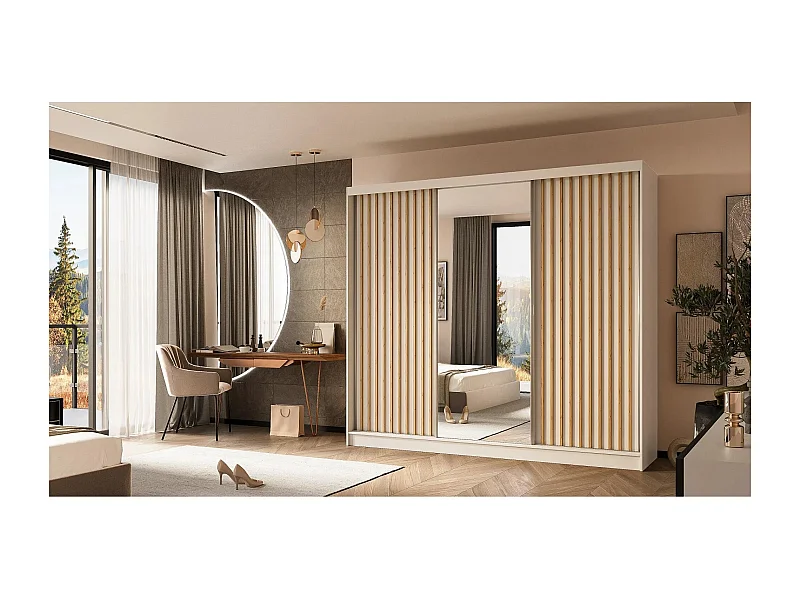 ARMOIRE À PORTES FERMÉES Helix 240/216/61 blanc+chêne artisanal